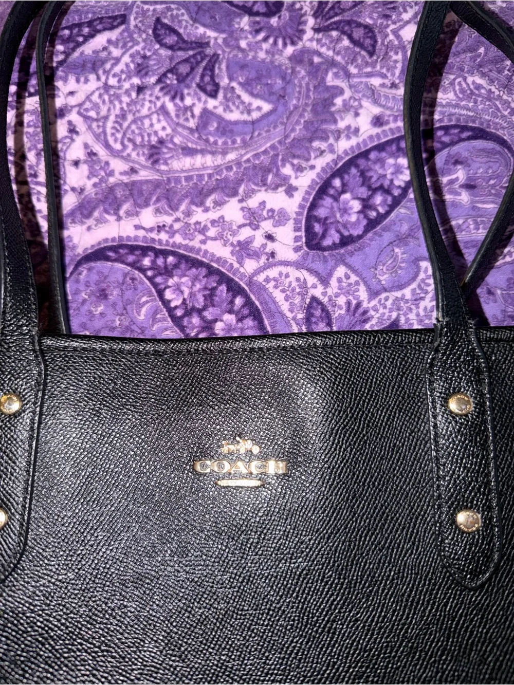 Coach City Zip Tote F58846 Black Crossgrain Leather Shoulder Tote Bag